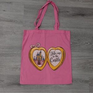 Pink Tote Bag with Castle Design